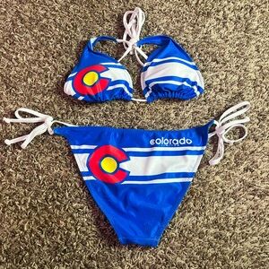 Cute blue and white, standard tie colorado swimsuit💙❤️